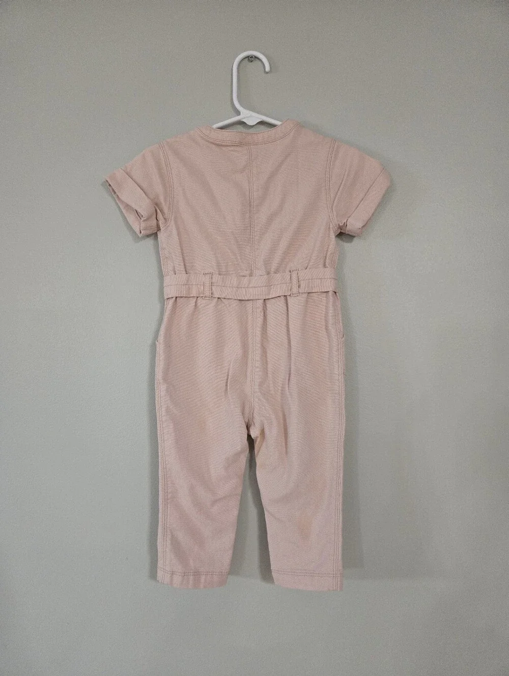 Old Navy Baby Girls Pink Utility Jumpsuit Romper 12-18M Belted Button Front